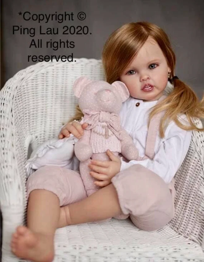 

DLS Cressida Reborn Vinyl Toddler Doll by Ping Lau 28"Details Hand-drawing