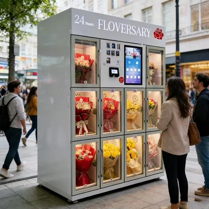 Custom Flower Vending Machine, Low-Temperature Storage Cabinet, Tiered Independent Storage compartments