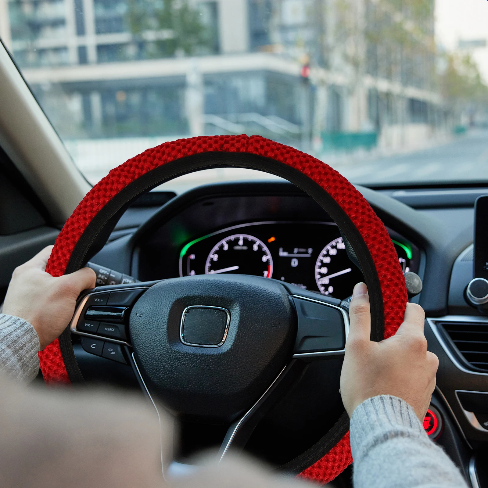 

Steering Wheel Cover Car Decoration Massage Accessory Mesh Cloth Protector Auto