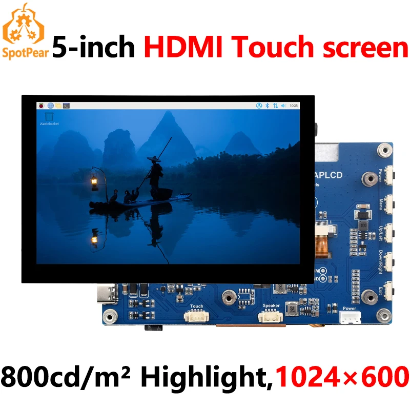 Raspberry Pi 5inch Display 1024x600 HDMI Capacitive TouchScreen 5 inch LCD For Mini PC Computer