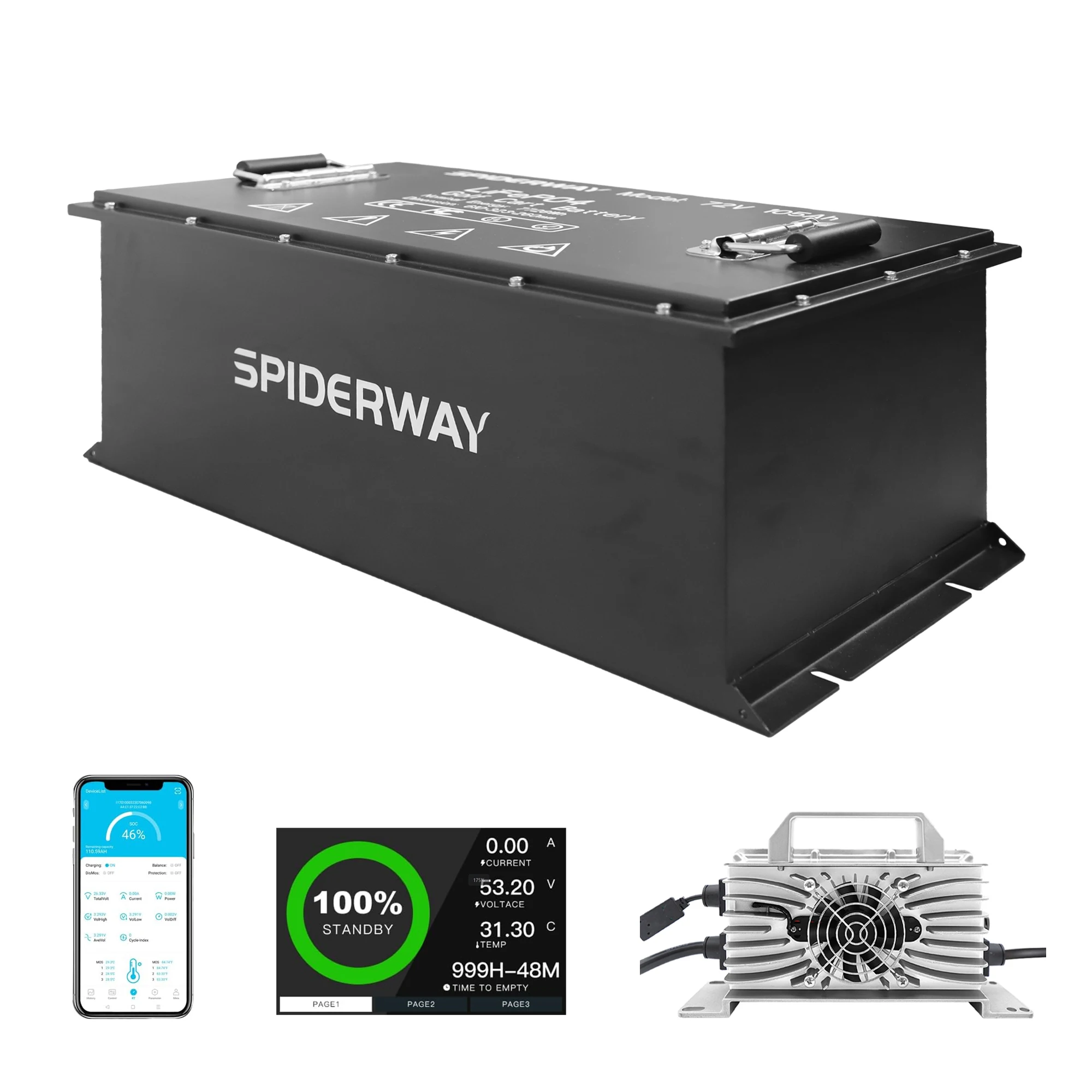 

(US Stock) 72V 105Ah LiFePO4 Lithium Battery with 72V 25A Fast Charger For GEM, Bad Boy Buggies Golf Cart