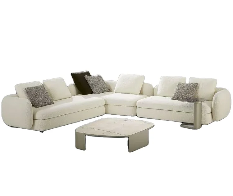 

@！Italian Luxury Living Room Corner Sofas Self Tofu Block with Detachable Backrest High-end Fabric for Apartment