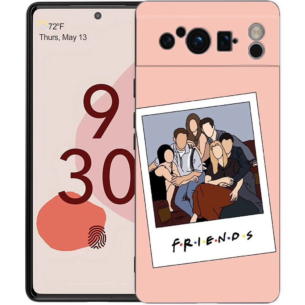 حافظة هاتف فاخرة من البولي يوريثان لهاتف جوجل بيكسل 9 8 8A 7 7A 6 Pro XL 6A 5G Central Perk Coffee friends tv Show غطاء خلفي ناعم أسود