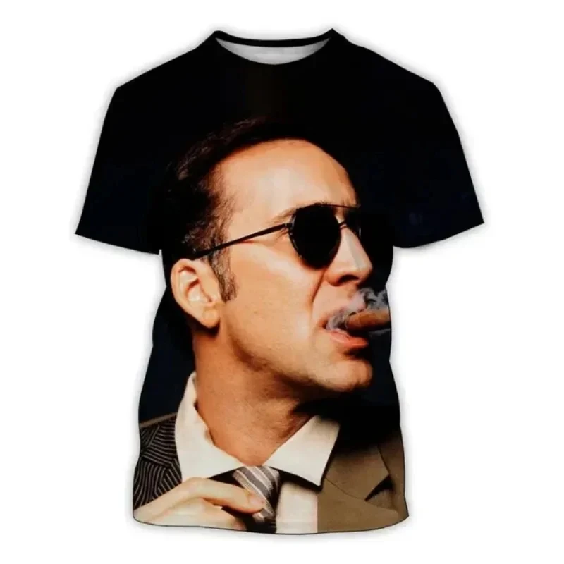 Actor Star Nicolas Cage T-shirt 3D Print O-Neck Women Men Tshirt Men Fashion Casual Short Sleeve Tees Harajuku Unisex Clothing