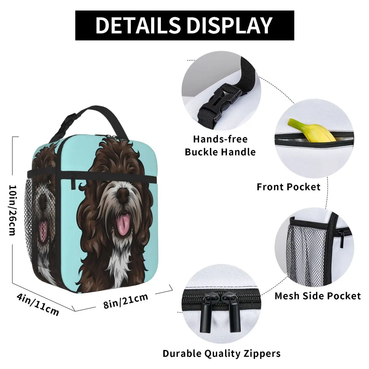 Bestselling Sproodle Cute Dog Art Minimal Decoration Compact Lunch Bag Field Work Meal Insulated Tote