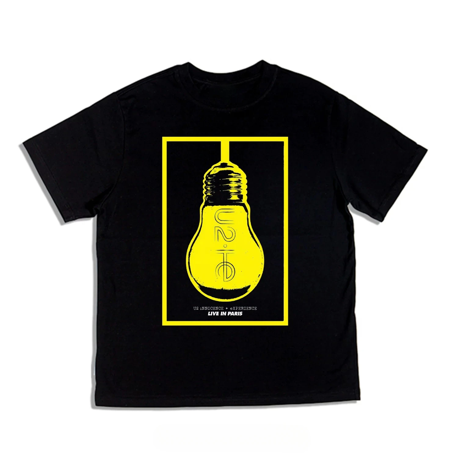U2 INNOCENCE + EXPERIENCE Live in Paris Yellow Lightbulb Band Graphic T-Shirt Cotton Men Women Streetwear Tee