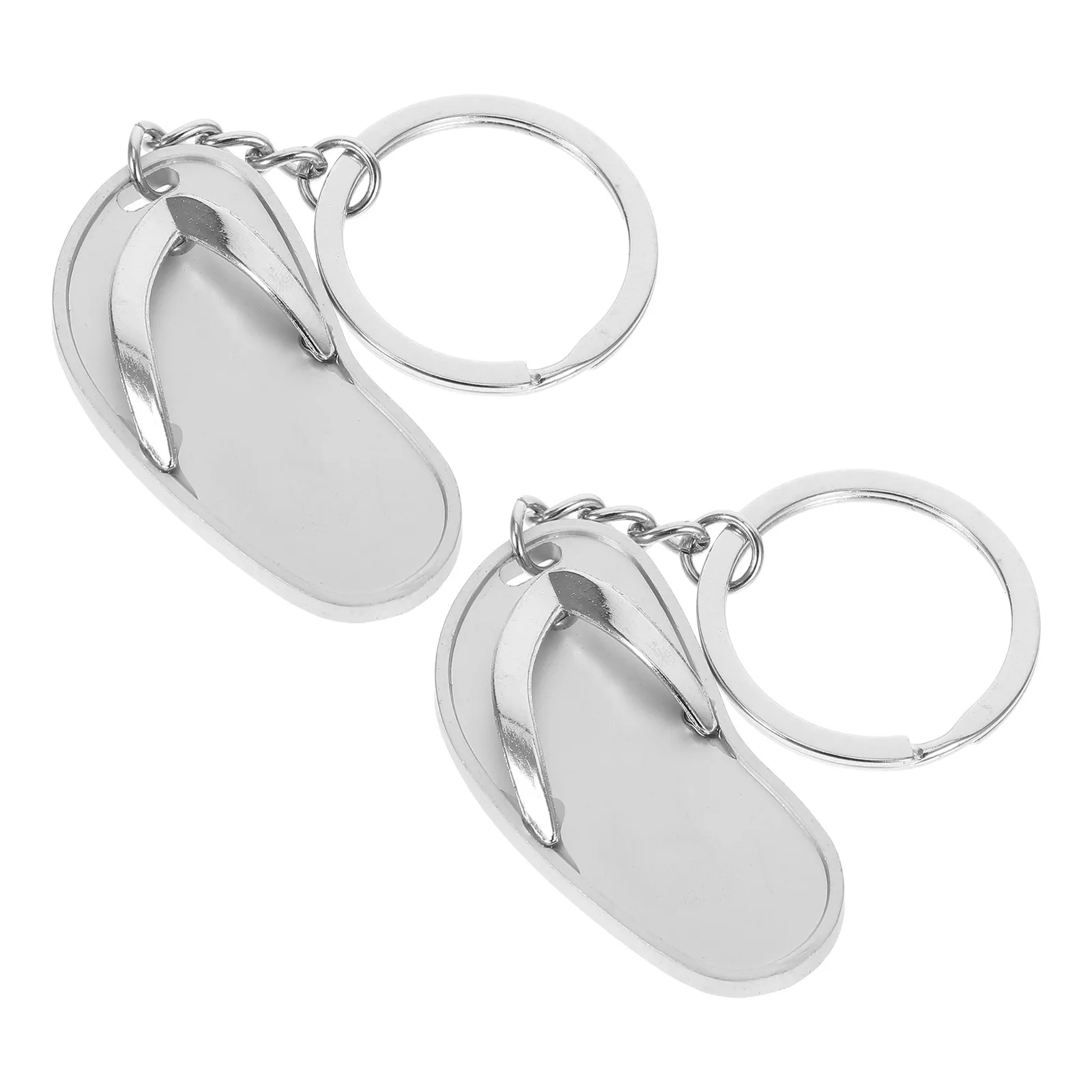 2Pcs Stainless Steel Slipper Keychain Cute Shoe Pendant for Keys Bag Backpack Phone Decor DIY Hanging Ornament Gift