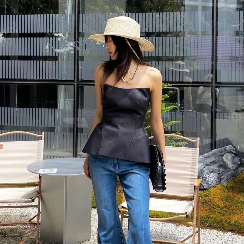 

Special-Interest New 2023 Design Summer Retro Style Slim Fit Slim Fit Tube Top Top0817