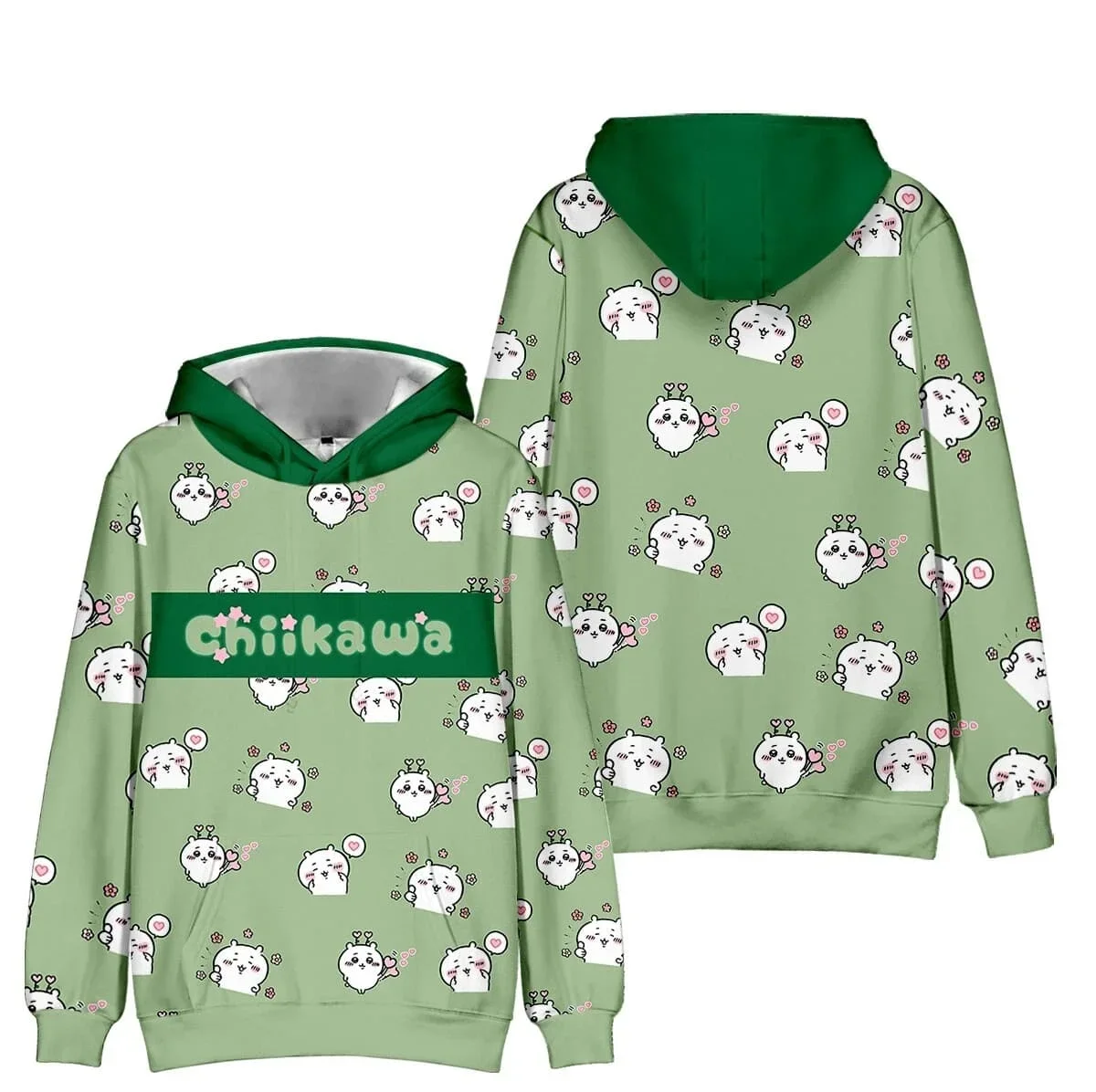 2027 Chiikawa Usagi Hachiware Hoodie Anime Pullover Sweatshirt Langarm Freizeit-Kapuzenpullover Unisex Streetwear Familien-Set – Detail 7
