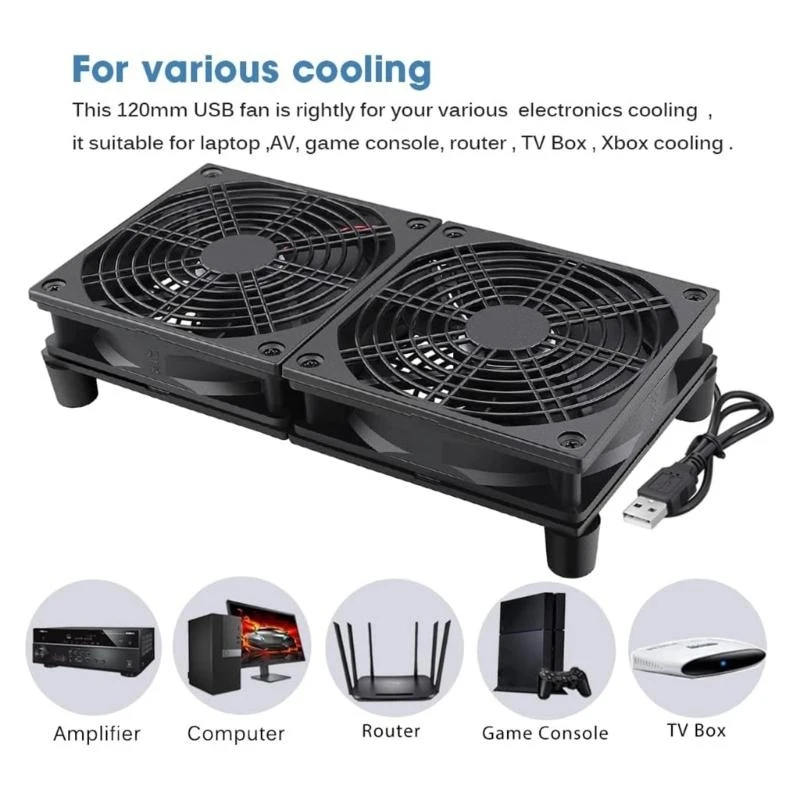83CE 2x120mm Computer Fan 2400RPM with Adjustable Speed for PC Chassis Temperature Control Water Cooling Syetem Fans