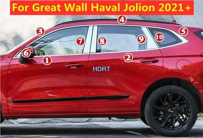 For Great Wall Haval Jolion 2021+ Stainless Steel Car Window Trim Cover Chromium Styling Plate Exterior Decoration Accessories