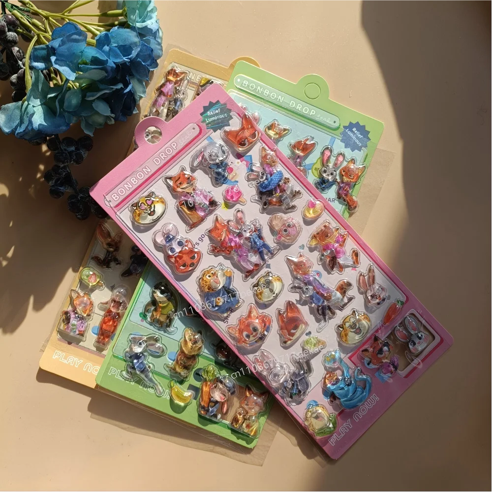 @4 個アニメズートピアディズニーシリーズ 3D ステッカー漫画ラップトップ荷物ステッカー装飾文具ステッカーギフト