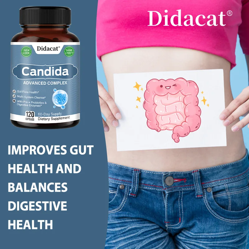 Complejo Candida con enzimas digestivas: contiene probióticos y extracto de organo para equilibrar la digestión intestinal y ayuda