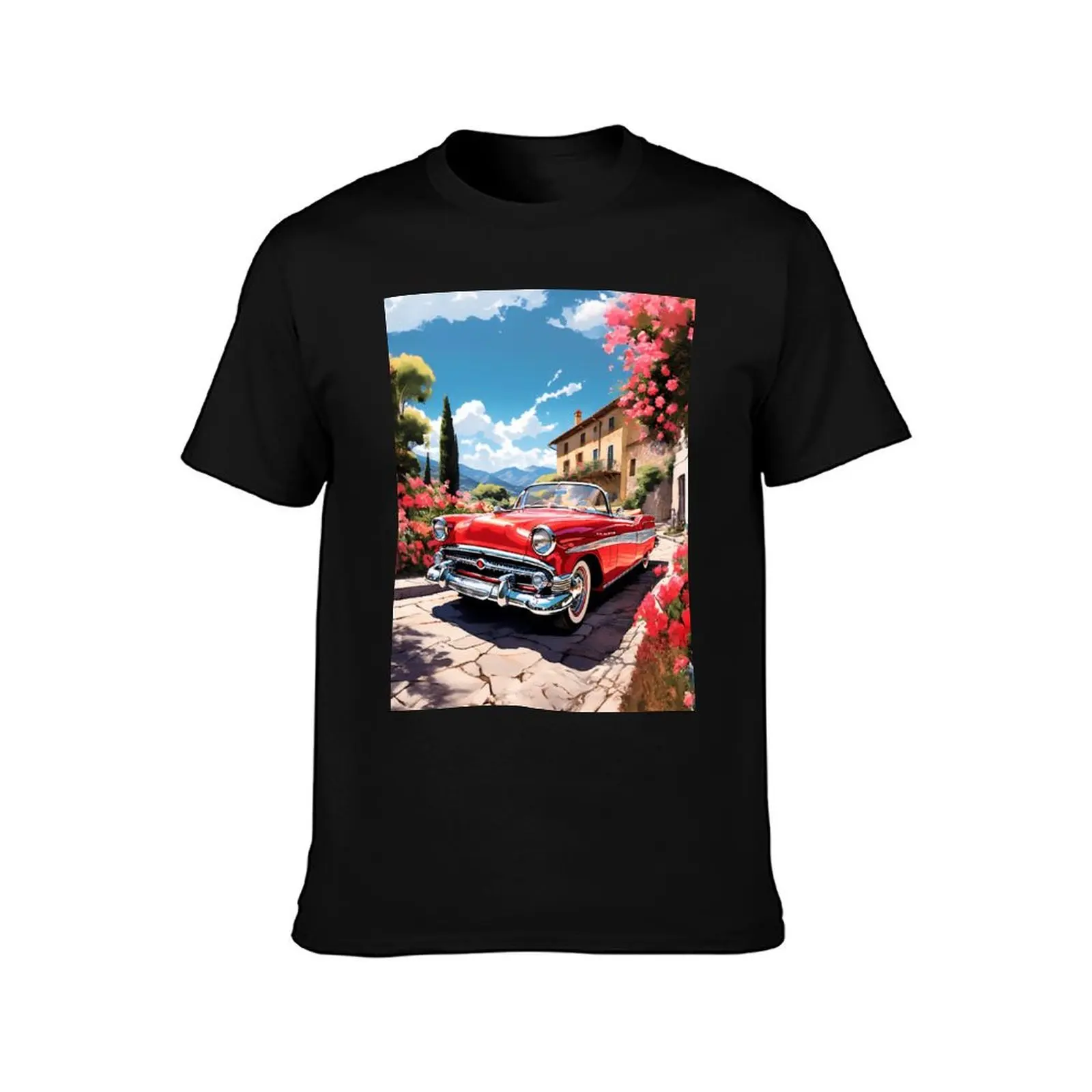 Classic Convertible surrounded by flowers T-Shirt Sun Protective Outdoor Tee Top T-Shirt