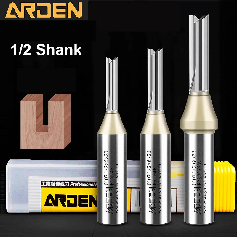 Arden 2 Flutes TCT Straight End Mill Woodworking  CNC Tool Carbide Cutter 1/2 Shank Router Bit For Wood MDF Plywood Chipboard