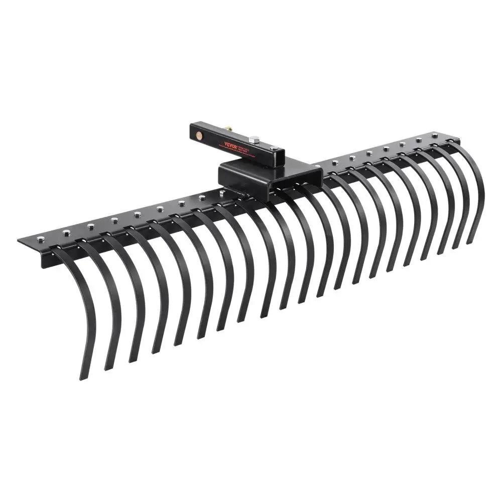 

Tow Behind Landscape Rake 60 Inch 21 Steel Coil Tines Dethatcher for 48 or 60 Toolbars 3 Point Suspension for leaves Pine