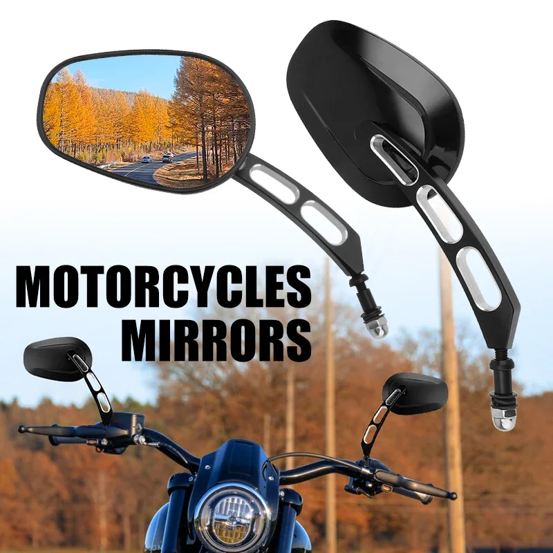 

Universal Motorcycle 8mm Rear View Side Mirror 360 ° Adjustable For Harley Touring Road King XL883 1200 Dyna Softail Sportster