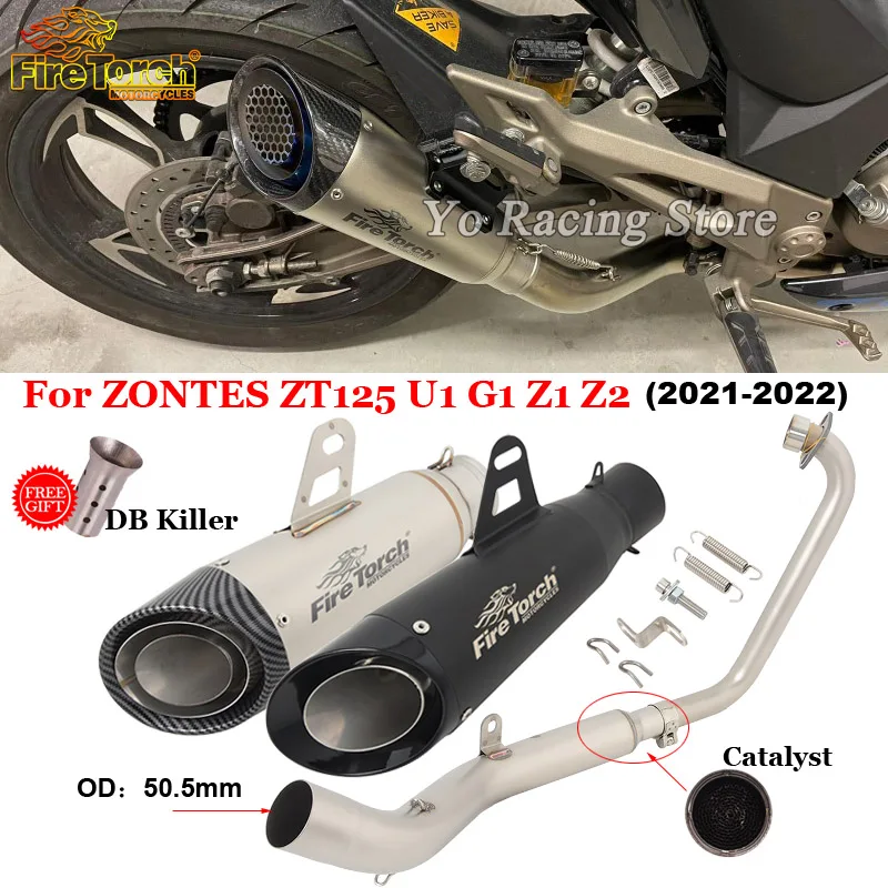 

Slip On For Zontes ZT125 U1 G1 zt125 Z1 Z2 2021-2022 Motocross Muffler Tube Motorcycle Exhaust Escape Modify Link Pipe System