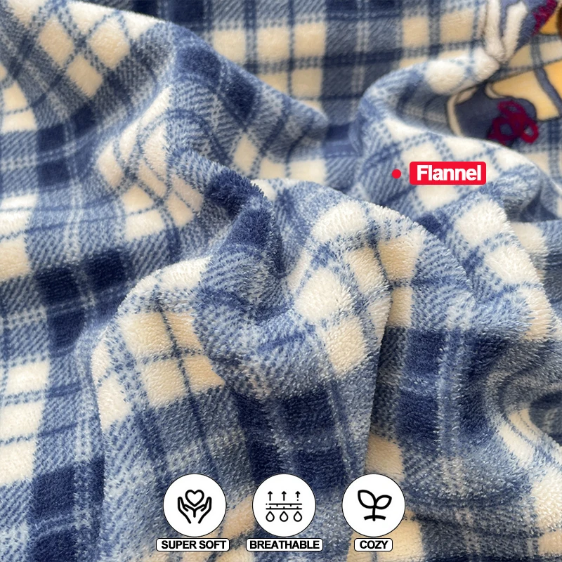 غطاء لحاف من الفلانيل الفاخر، فراش هيبوالرجينيك فائق النعومة ودافئ ومسامي، متين وسهل العناية مع سحاب للإغلاق