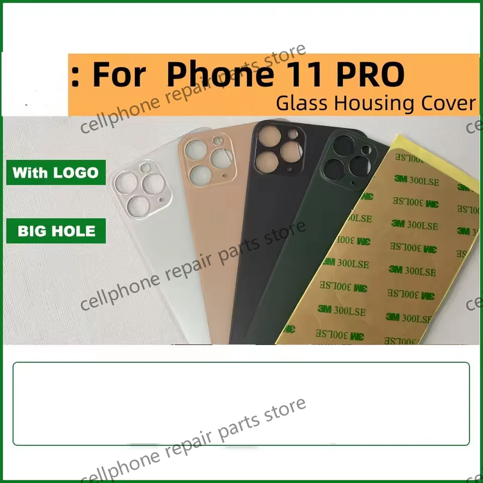Back Glass For iPhone 11PRO 11PROMAX Fast Replacement High Quality Housing Battery Cover Big Hole Rear Glass+3M Tape 11PRO Glass image 5