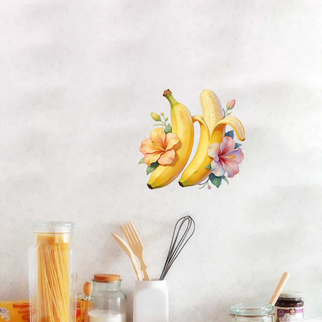 Three Ratels CEE224 Watercolor Banana Art Wall Stickers for Home Decoration Kitchen refrigerator decal