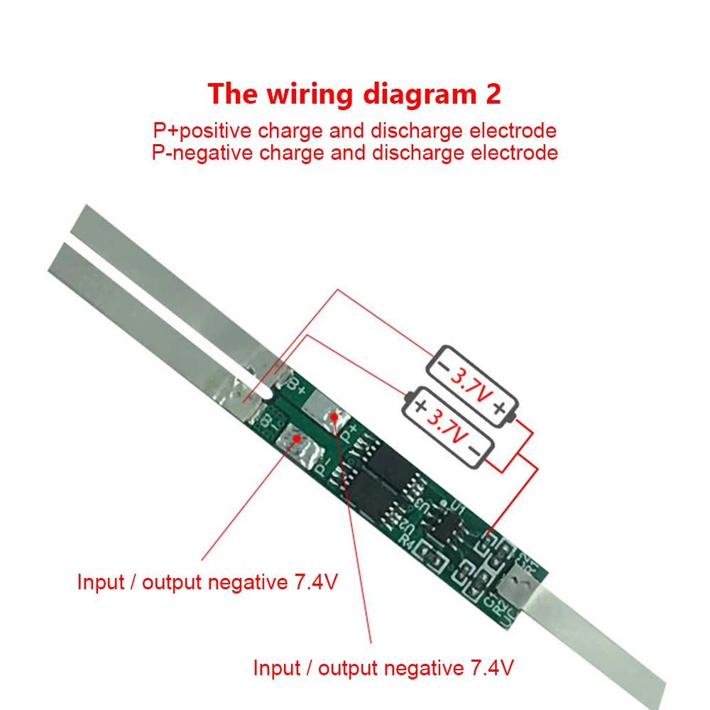 Módulo De Proteção De Carga De Bateria De Lítio, Placa De Proteção De Curto-Circuito PCB BMS, 7.4V 2A 3A 4.5A 6A 7.5A 9A, 2 Cordas