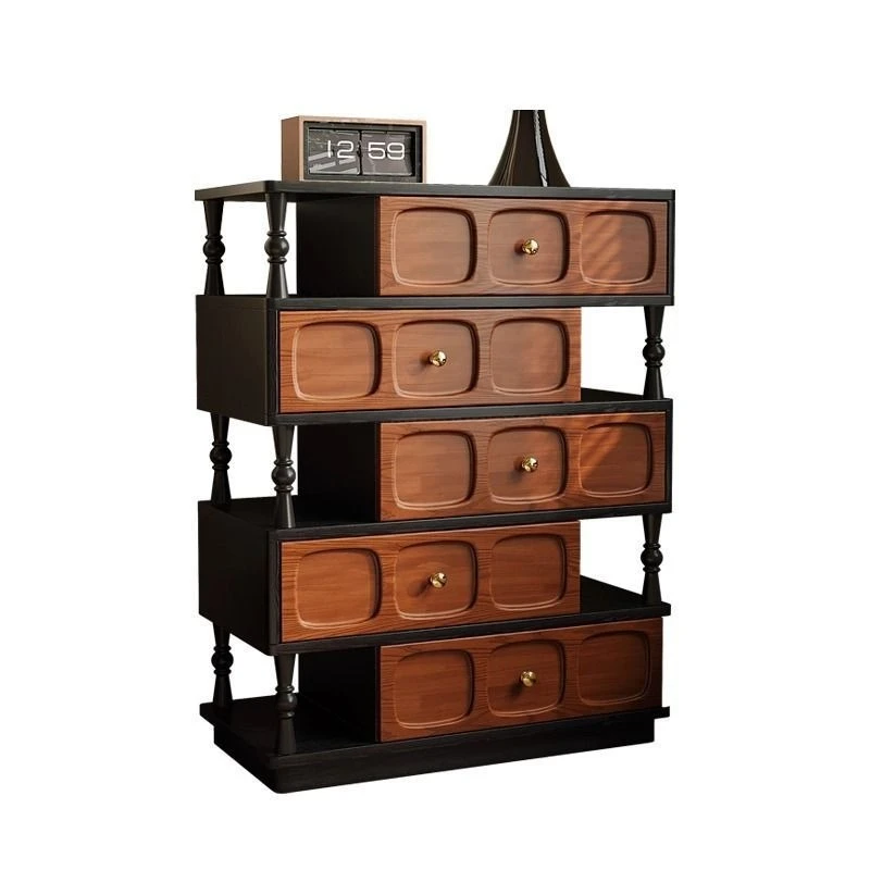 

Medieval style entrance cabinet French retro style drawer chest cabinet All solid wood locker Living room locker Side cabinet