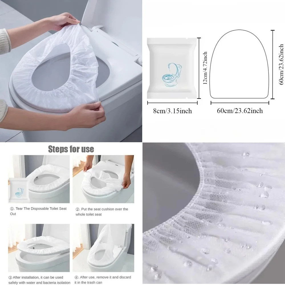 

20 шт. одноразовые чехлы на сиденья для унитаза, водонепроницаемые дорожные гигиенические защитные листы для чистки ванной комнаты на работе