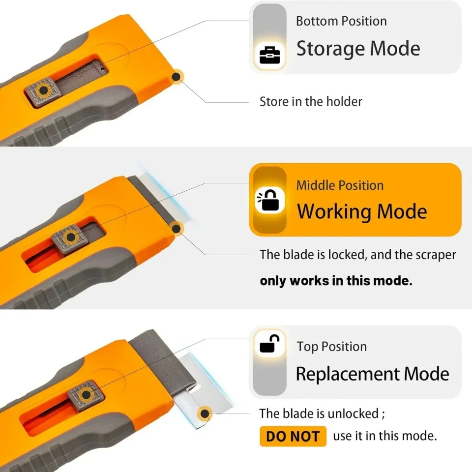 Professional Ceramic Scraper Knife Blade Non Scratch Glass Scraper Tool for Stove Oven Cleaning with Integrated Blades - view 3