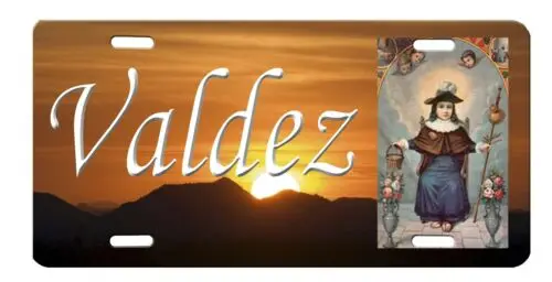 Santo Nino de Atocha Sunset Your Name Custom High Gloss Aluminum License Plate Aluminum