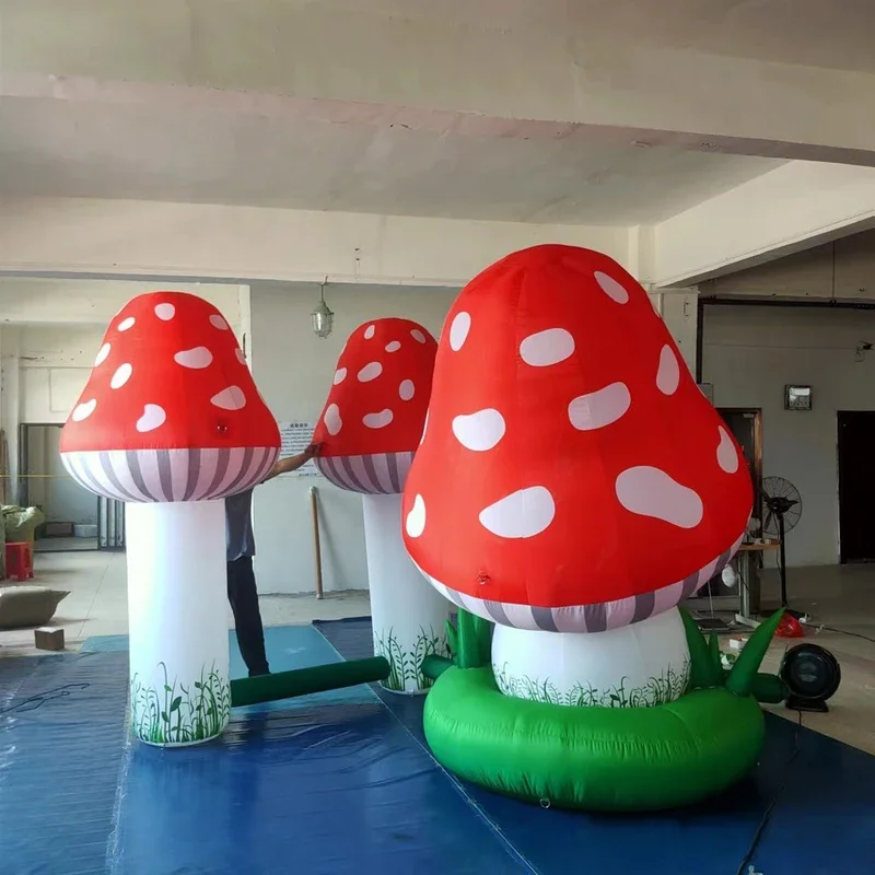 New inflatable mushroom model with LED lights artificial inflatable mushroom plant balloon blow up flower for outdoor decoration