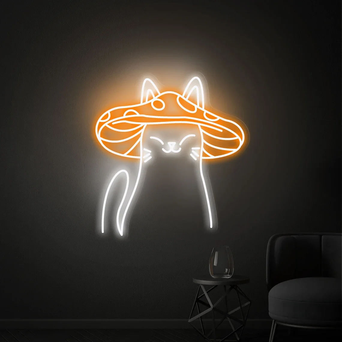 

Mushroom Cat Led Neon Sign Mushroom Wall Light Decor Custom Wall Art Neon Home Bar Decor Neon Light Christmas Gifts