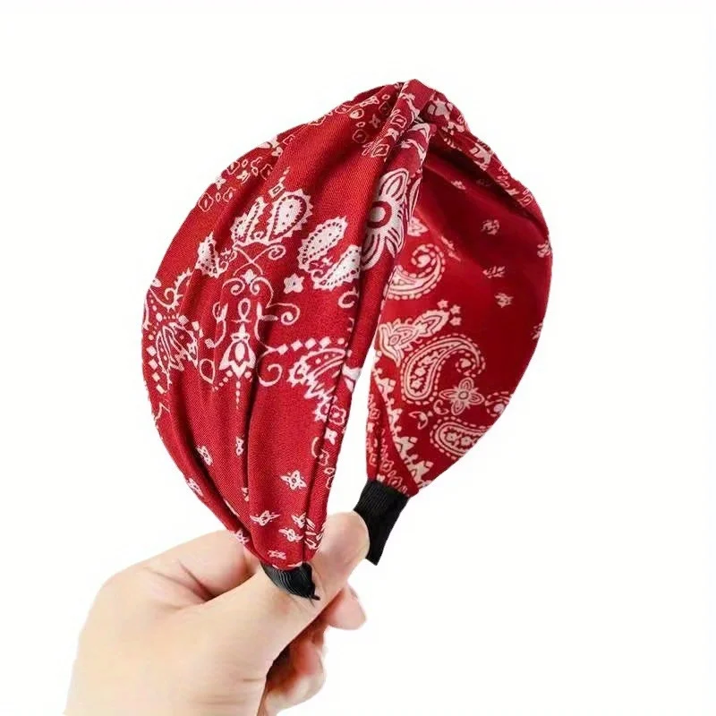 Paisley Flower Printed Bohemia Middle Cross Knot Wide Hairband Fashion Hair Hoop Women Headband Casual Adult Hair Accessories