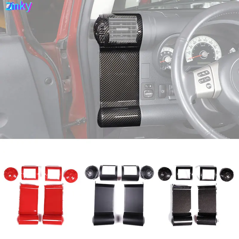 

FOR TOYOTA FJ CRUISER 2007 - 2021 Car Dashboard Side Air Outlet Frame Cover Trim Sticker ABS Matt Black/Carbon Fiber/Red Accesso