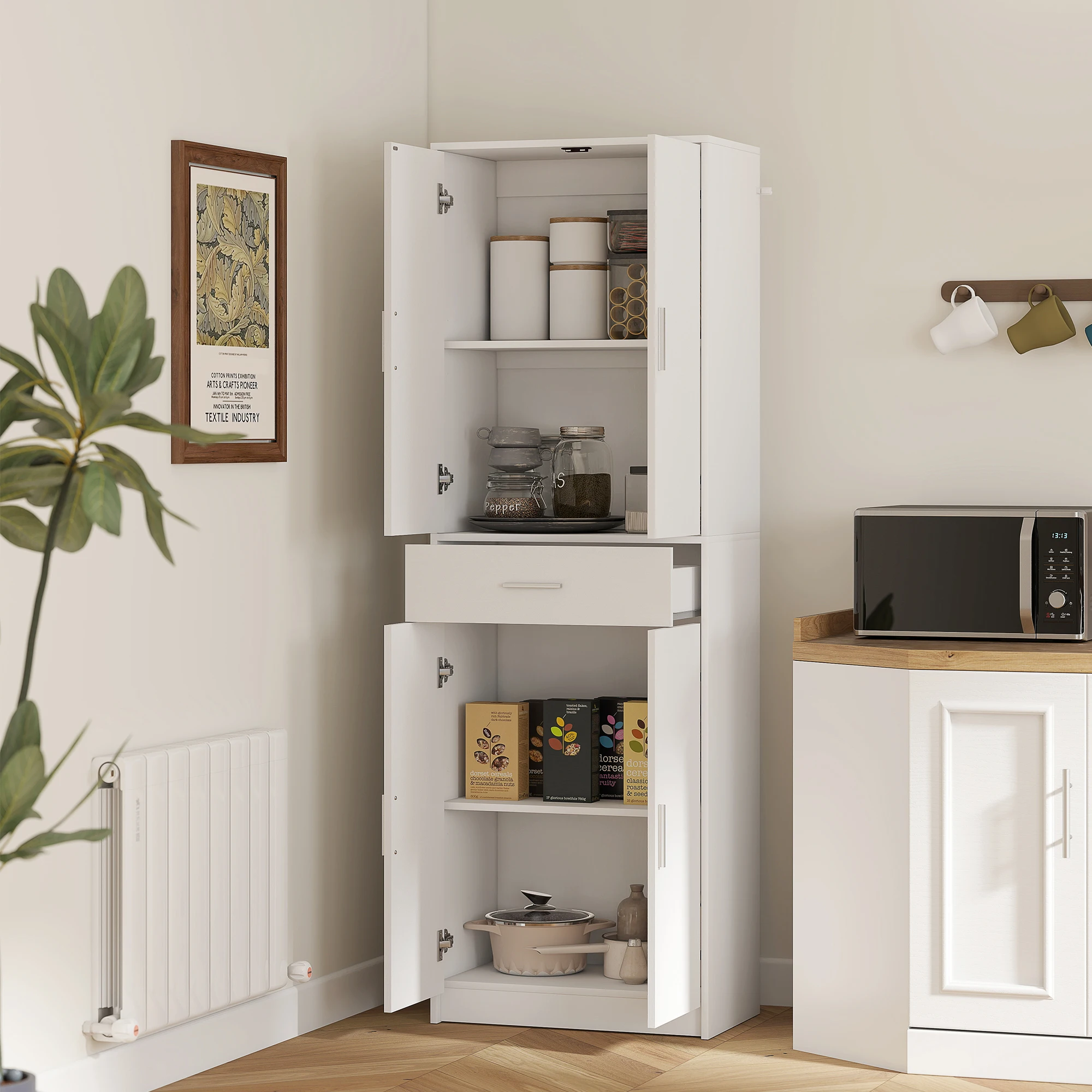 Mueble de cocina tipo buffet HOMCOM, mueble de comedor de estilo moderno con armarios con puertas, estantes ajustables y cajón, muebles d