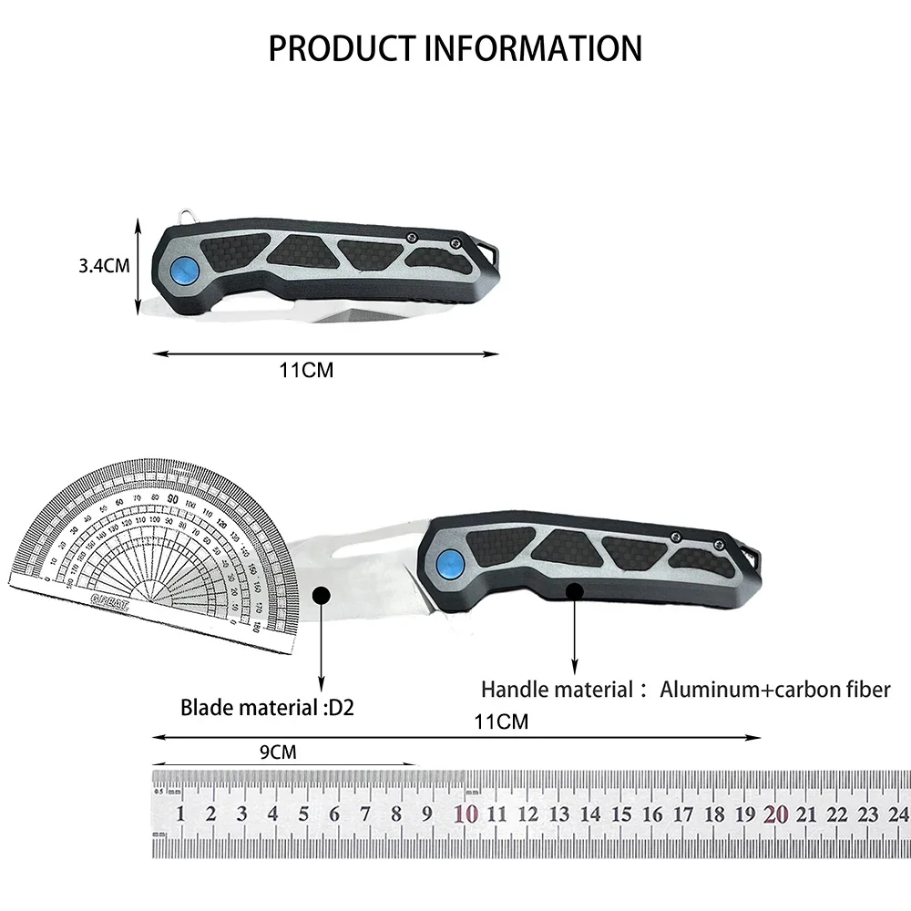 Тактический портативный складной нож для приключений в дикой природе, охоты, EDC, универсальный нож для кемпинга, алюминий + ручка из углеродного волокна
