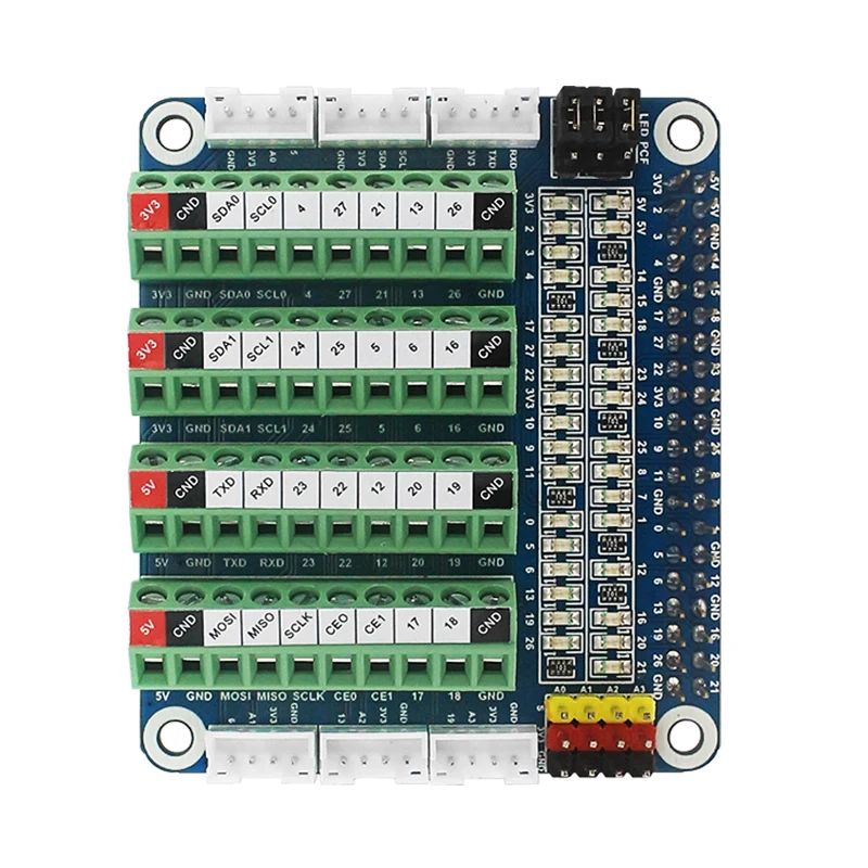 Raspberry Pi 5 GPIO Status LED Terminal Block Breakout Board HAT Test Expansion Board for Raspberry Pi 4B 3B+ 3B 3A+