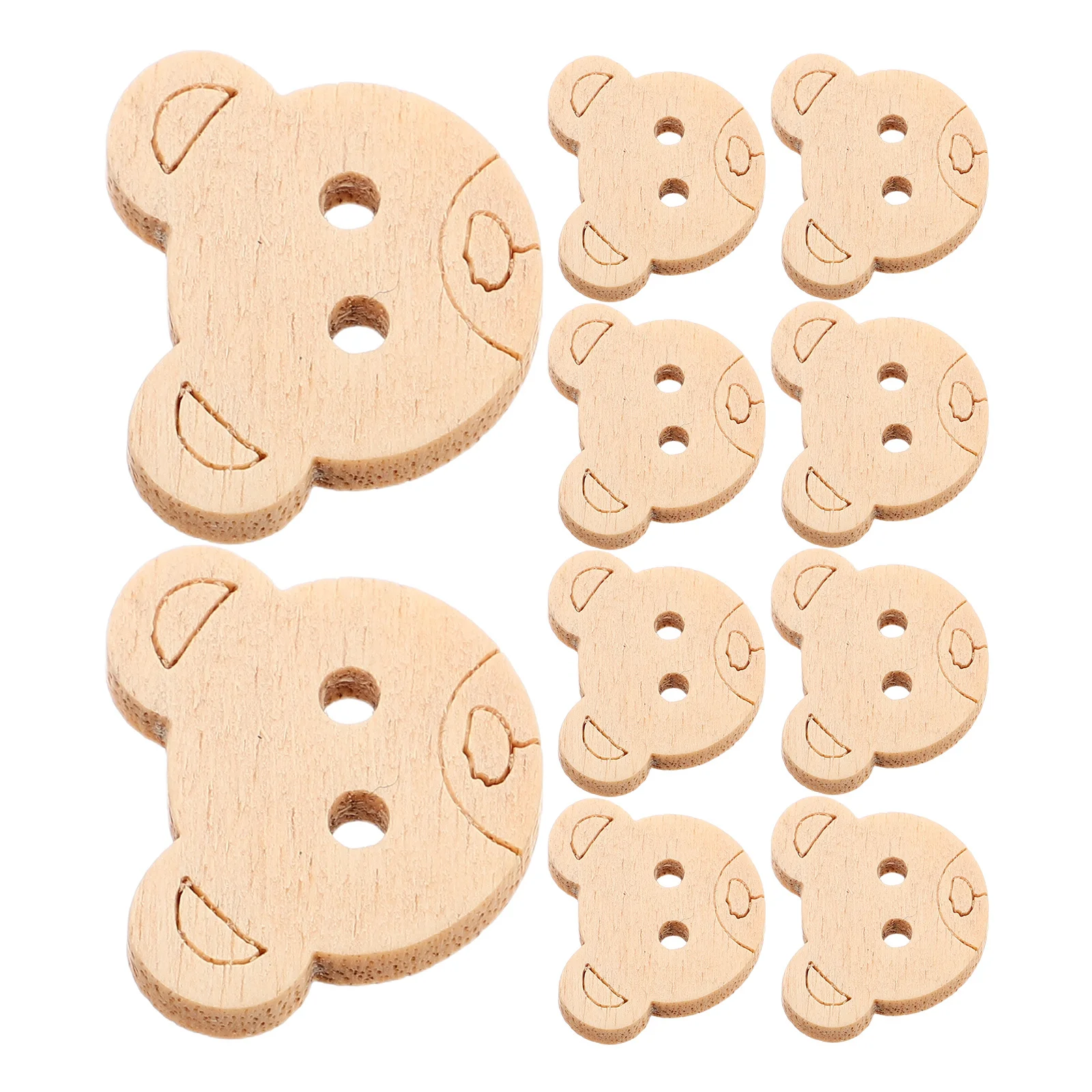 

100Pcs Wooden Bear Buttons Natural Unfinished 2 Hole Animal Shaped DIY Sewing Supplies for Crafts Scrapbooking Decorative Craft