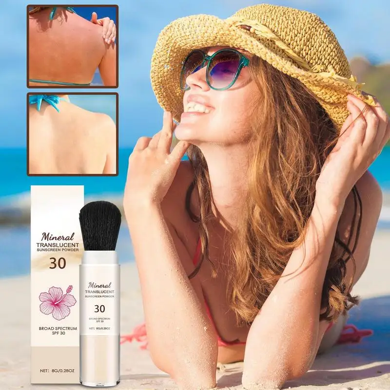 

Mineral Sunscreen Powder SPF 30 Travel Size Face Sunblock Powder Gentle Long-Lasting Protection for Sensitive Skin for Hiking