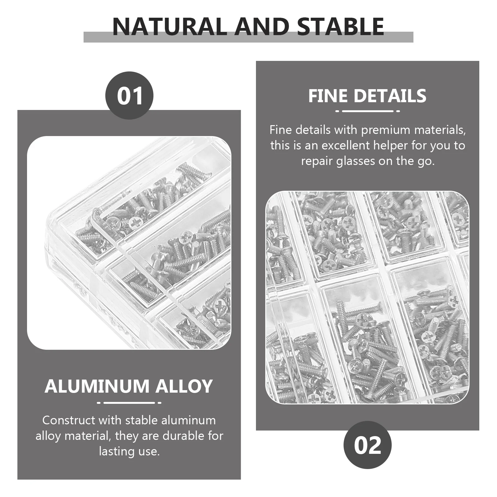 

1Set Eyeglass Repair Kit Durable Aluminum Alloy Multiple Screws Nuts Gaskets Storage Box Travel Accessories Eyeglass Repair Kit