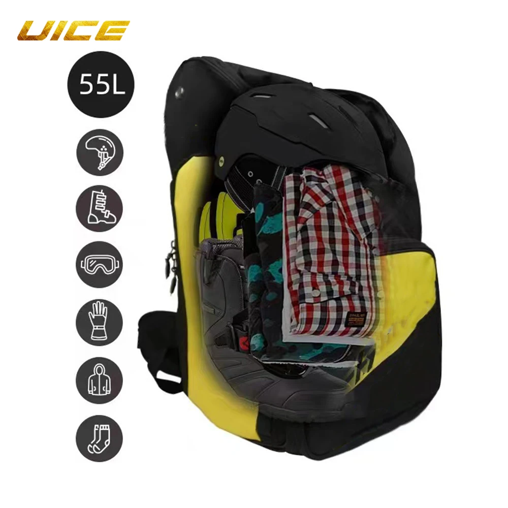 55L Ski Bag Snowboard Boot Bag Outdoor Large Capacity Waterproof Ski Helmet Bag Ski Equipment Bag Backpack