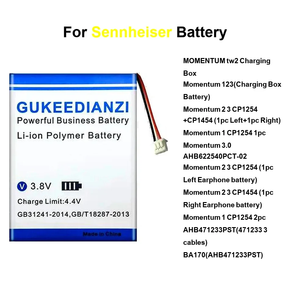 

BA170AHB471233PST Battery For Sennheiser 7.00Bt CX Momentum TW2 2.0 3 True Wireless 123Mtwm3ietwm3aebtcharing 2 Headset
