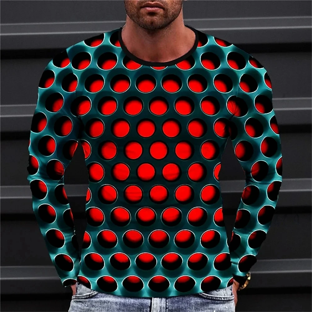 Abstract Honeycomb Graphics 3D Print T-Shirts Men Woman Long Sleeve T Shirt Streetwear Harajuku Pullovers Tees Top Kids Clothing