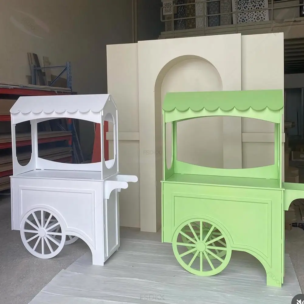 FSDKX Theme Party Props Cake Dessert Pvc Cart Outdoor Wedding Birthday Decoration Customized Color Candy Cart