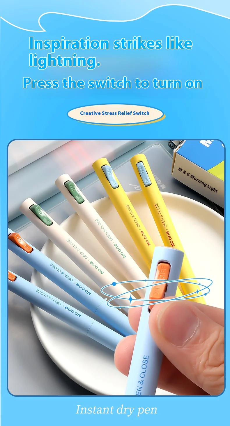 M&G K6701 Gel Pen Side Pressure Switch Double Bead Bullet Head 0.5mm Black Low Center of Gravity Speed Drying Writing Stationery