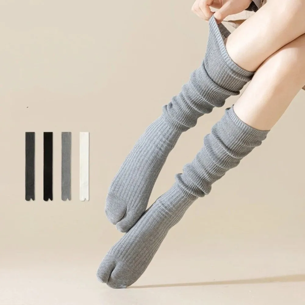 

Comfortable Solid Color Women's Long Socks Soft Japanese Style Split Toe Socks High Elasticity Long Split Toe Socks Autumn