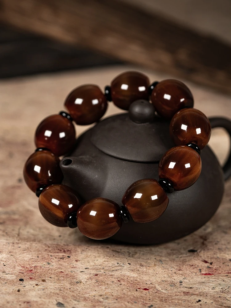 Natural Tibetan Full Blood Yak Horn Bracelet Fidelity Old Material Horn Bracelet men's Buddhist Beads Tibetan Style Retro