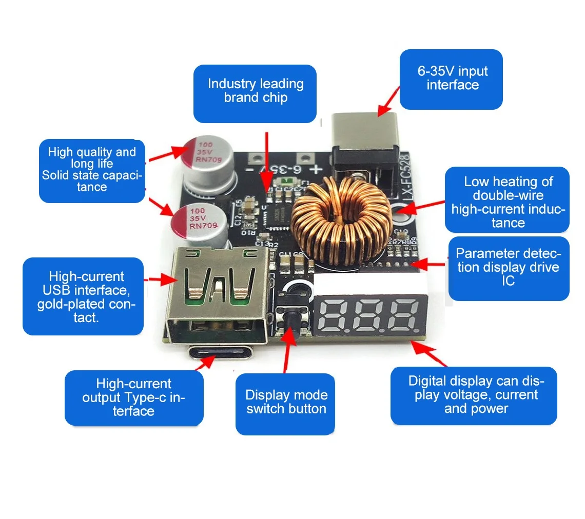 NEW 45W/65W Full Protocol Mobile Phone Fast Charging Module PD Fast Charging Board QC4.0 3.0 For Huawei iPhone Flash Charging