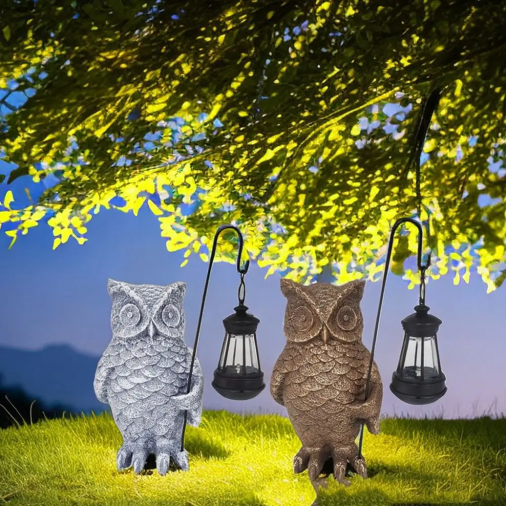 

Resin Owl Solar Lantern Creative Waterproof Animal Sculptures Light Vivid Artificial Art Figurines Ornaments Outdoor