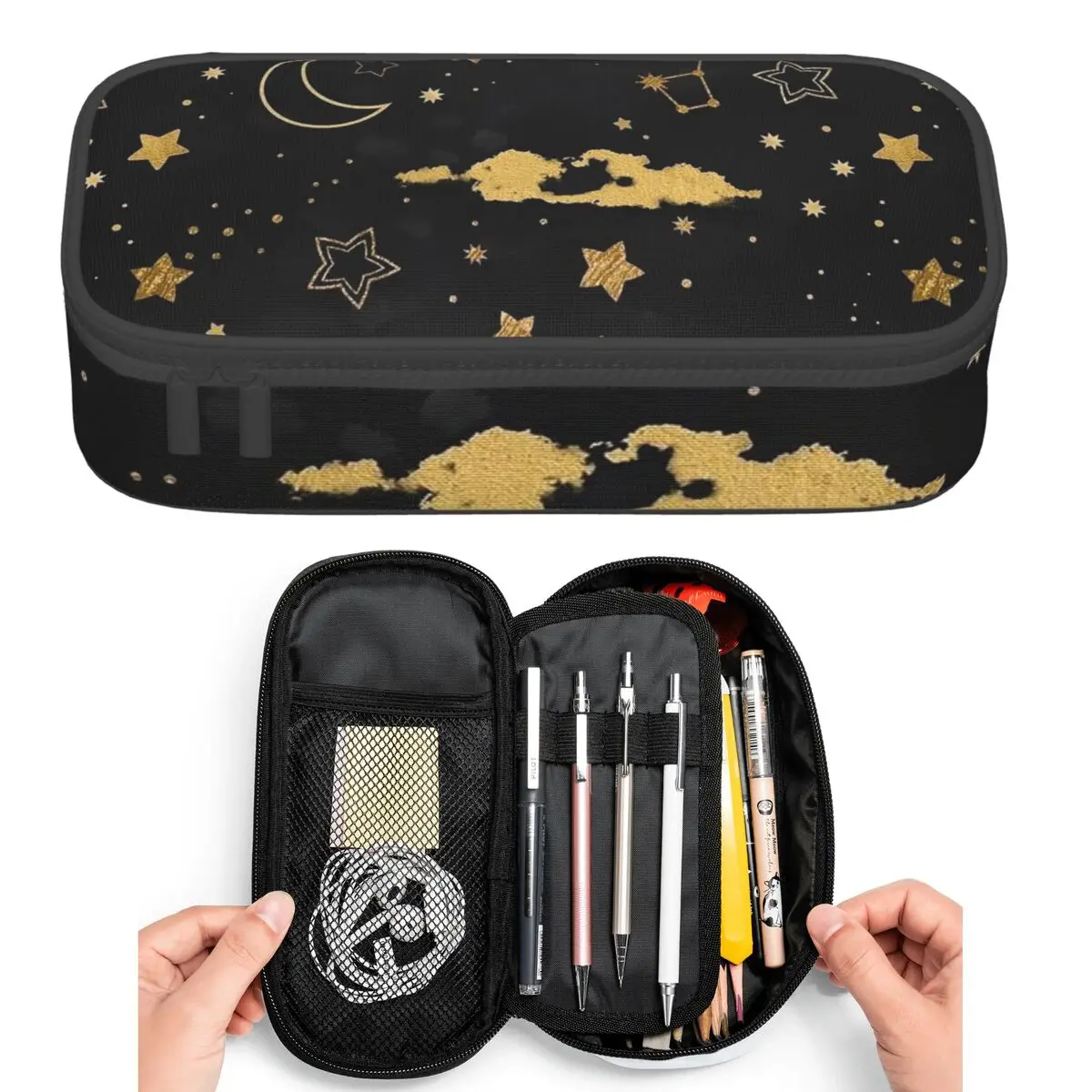 Cartoon Moon And Star Pattern Pencil Cases for Student Pen Box Pencil Bag Large Capacity Pencil Pouch Pen Holder